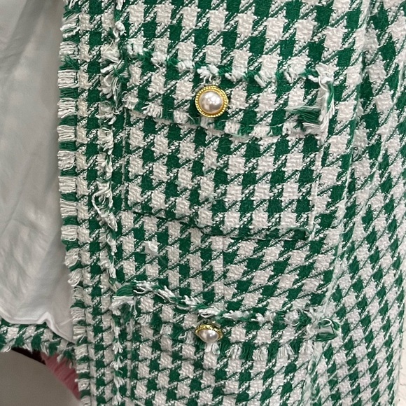 NWT ⚜️💚⚜️ NANETTE NANETTE LEPORE ELIOT HOUNDSTOOTH JACKET IN GREEN - Picture 5 of 5